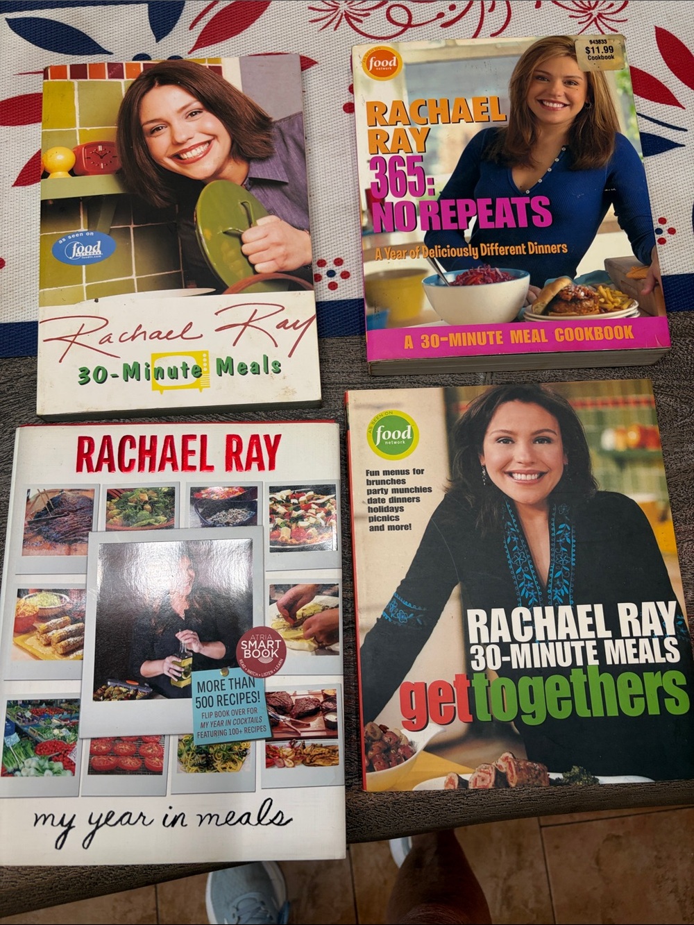 Rachael Ray Cookbooks with Blue, Green, Pink and White Covers